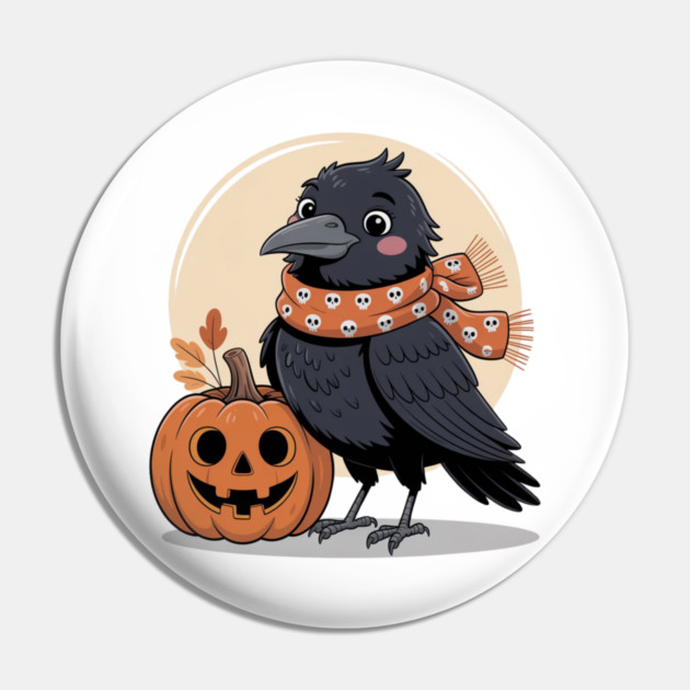 Crow and Pumpkin Pin by Creatifly Graphic Tees
