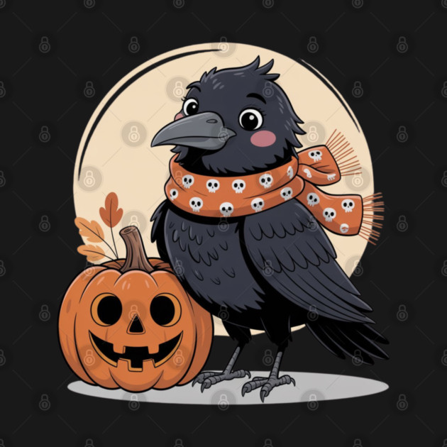 Crow and Pumpkin by Creatifly Graphic Tees