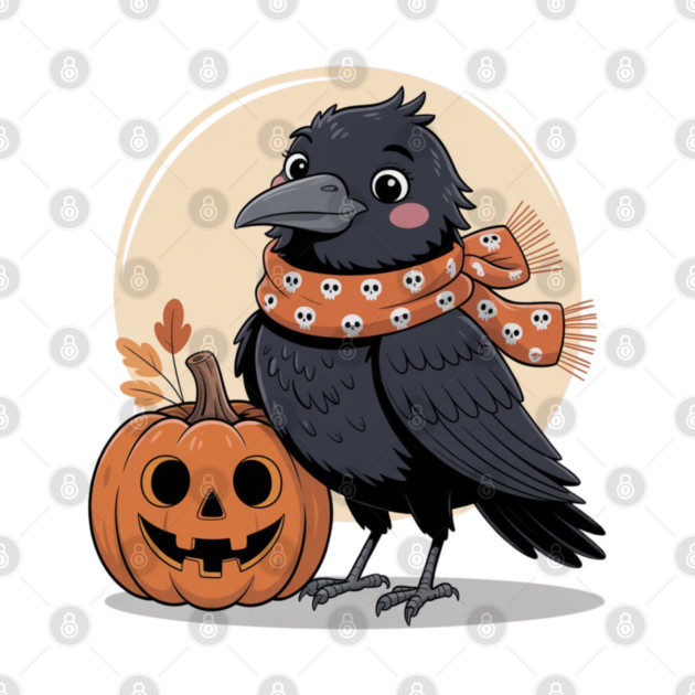 Crow and Pumpkin by Creatifly Graphic Tees