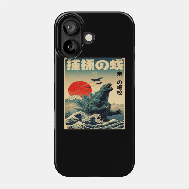Kaiju Monster Tee - Vintage Japan Ocean Waves Art Phone Case by OUTFITPAW