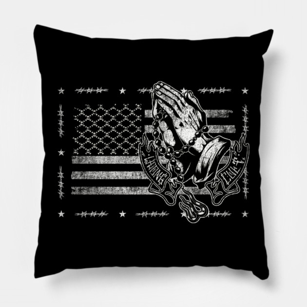 Praying Hands Pillow by Wrongteeshirt