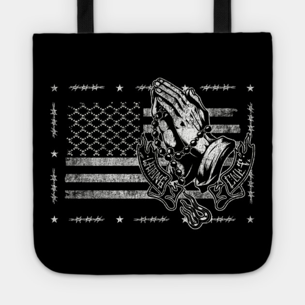 Praying Hands Tote by Wrongteeshirt