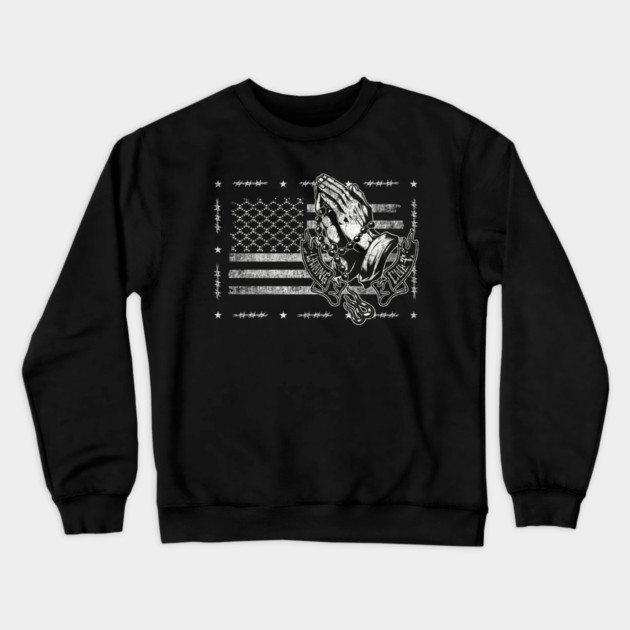 Praying Hands Crewneck Sweatshirt by Wrongteeshirt