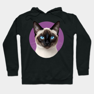 Siamese Cat Portrait Blue Eyes Feline Hoodie