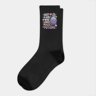 Seeker Of Spells Just A Girl Who Loves Magic Potions Witchcraft Fantasy Apparel Socks