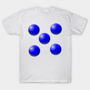 Five Glossy Blue 3D Spheres on a Light Gray Background T-Shirt