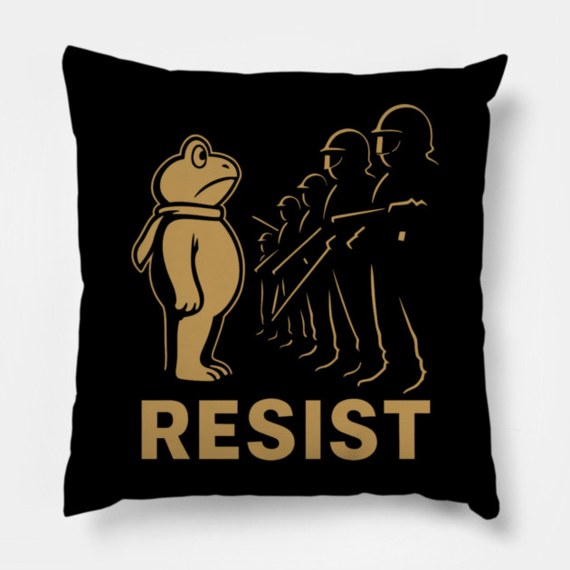 Resist-Portland-Frog-Protest Pillow by ArtistTee ⭐⭐⭐⭐⭐