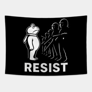 Resist Portland Frog Activist Tapestry