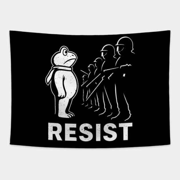 Portland 2025 Resist Portland Frog Protest Men Women Tapestry by ArtistTee ⭐⭐⭐⭐⭐