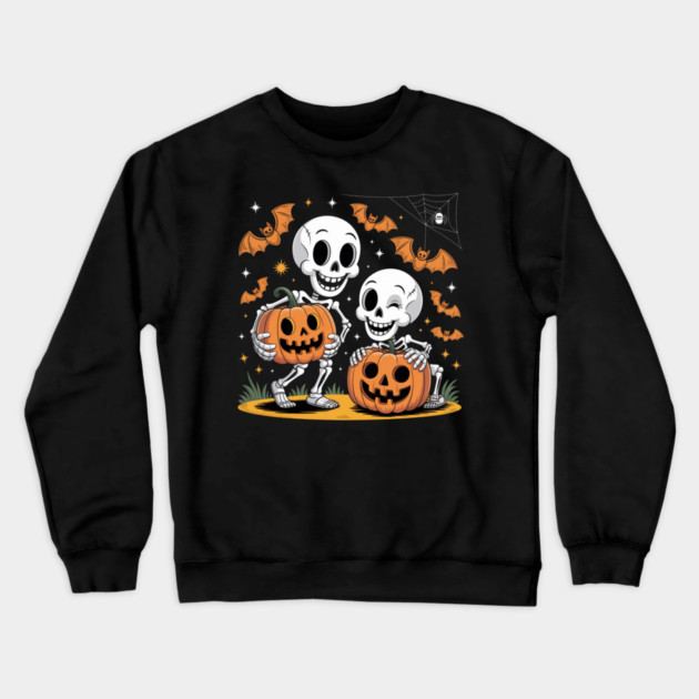 Slightly Subtle Halloween Skeleton Crewneck Sweatshirt by Creatifly Graphic Tees
