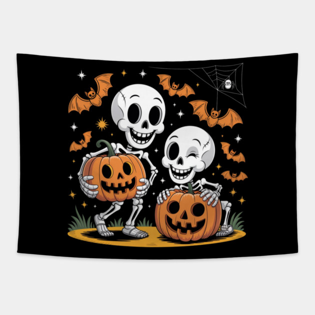Slightly Subtle Halloween Skeleton Tapestry by Creatifly Graphic Tees