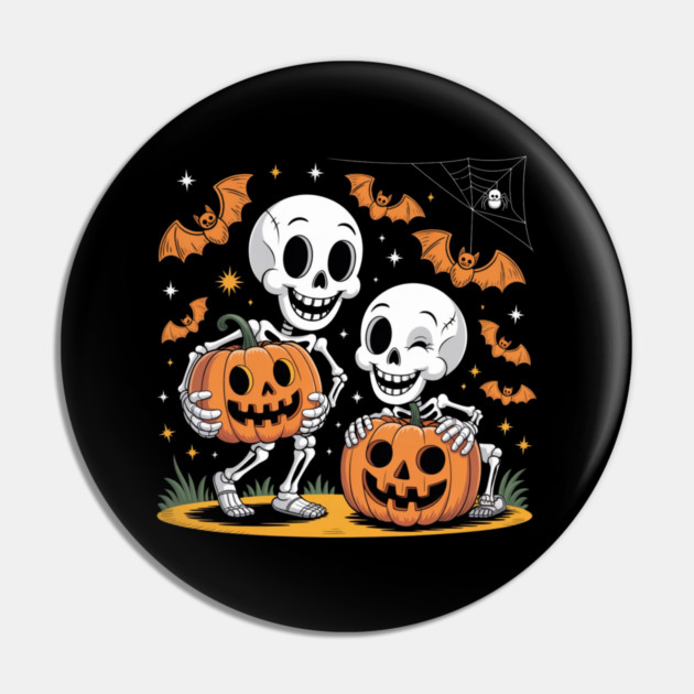 Slightly Subtle Halloween Skeleton Pin by Creatifly Graphic Tees