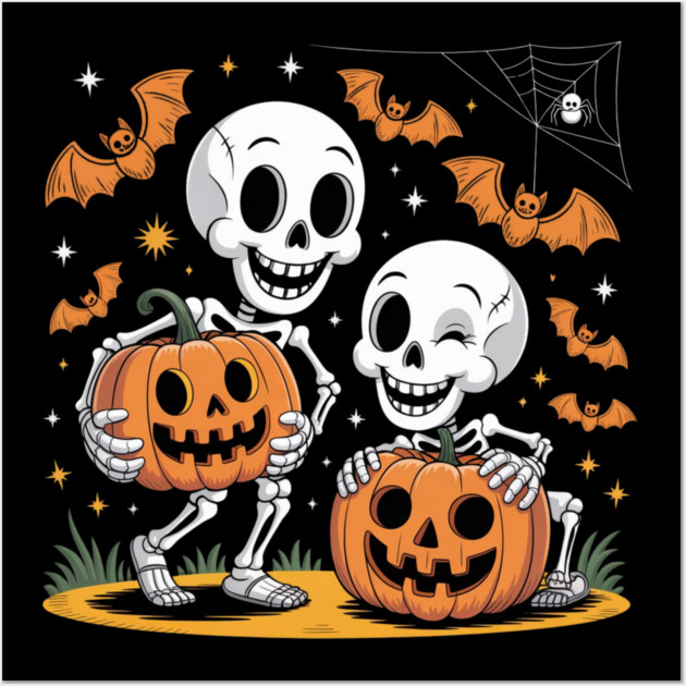 Slightly Subtle Halloween Skeleton Wall Art by Creatifly Graphic Tees