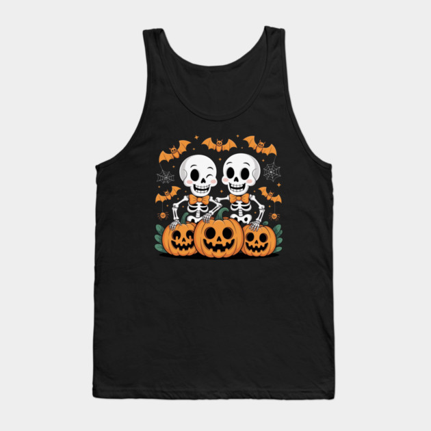 Slightly Subtle Halloween Skeleton Tank Top by Creatifly Graphic Tees