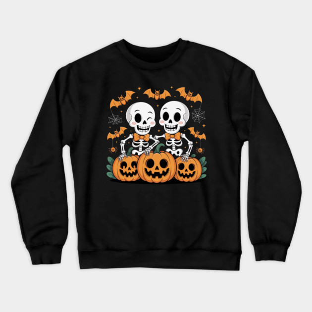 Slightly Subtle Halloween Skeleton Crewneck Sweatshirt by Creatifly Graphic Tees