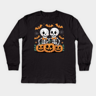 Slightly Subtle Halloween Skeleton Kids Long Sleeve T-Shirt