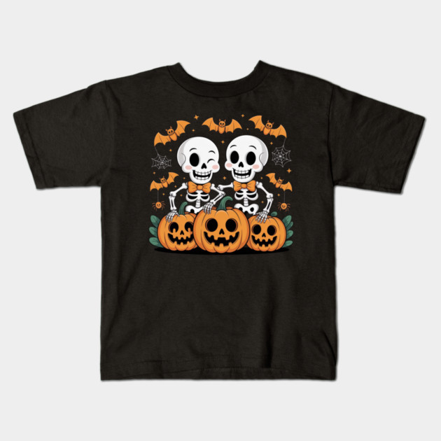 Slightly Subtle Halloween Skeleton Kids T-Shirt by Creatifly Graphic Tees