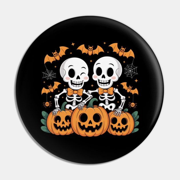 Slightly Subtle Halloween Skeleton Pin by Creatifly Graphic Tees