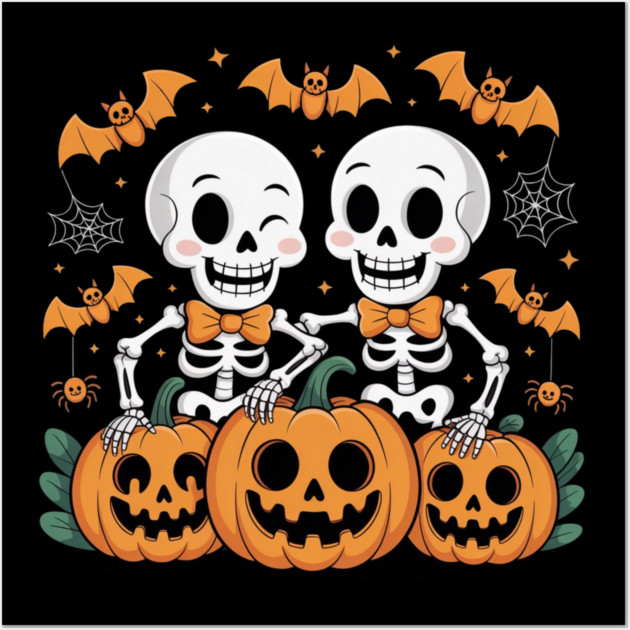 Slightly Subtle Halloween Skeleton Wall Art by Creatifly Graphic Tees