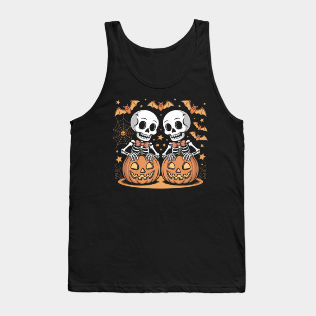 Slightly Subtle Halloween Skeleton Tank Top by Creatifly Graphic Tees