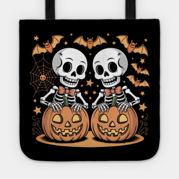 Slightly Subtle Halloween Skeleton Tote by Creatifly Graphic Tees