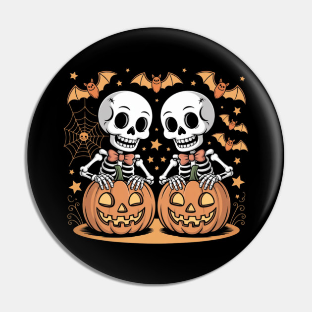Slightly Subtle Halloween Skeleton Pin by Creatifly Graphic Tees