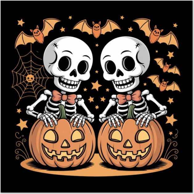 Slightly Subtle Halloween Skeleton Wall Art by Creatifly Graphic Tees