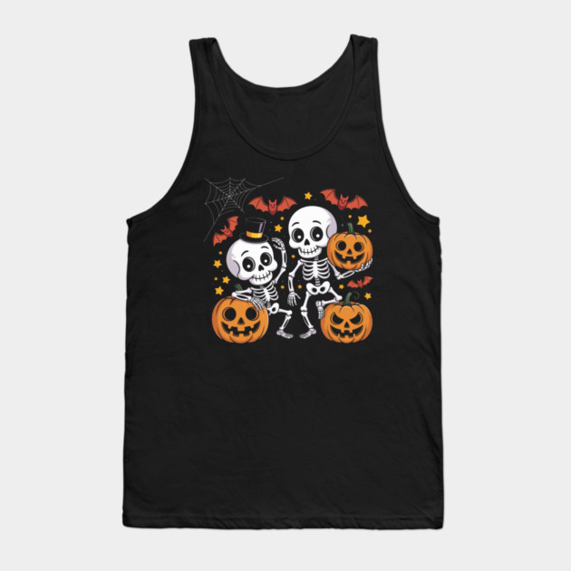 Slightly Subtle Halloween Skeleton Tank Top by Creatifly Graphic Tees