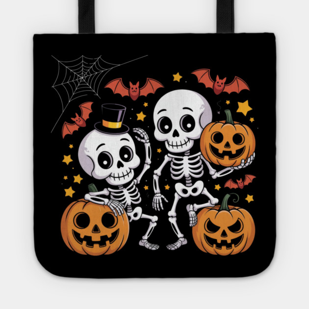Slightly Subtle Halloween Skeleton Tote by Creatifly Graphic Tees