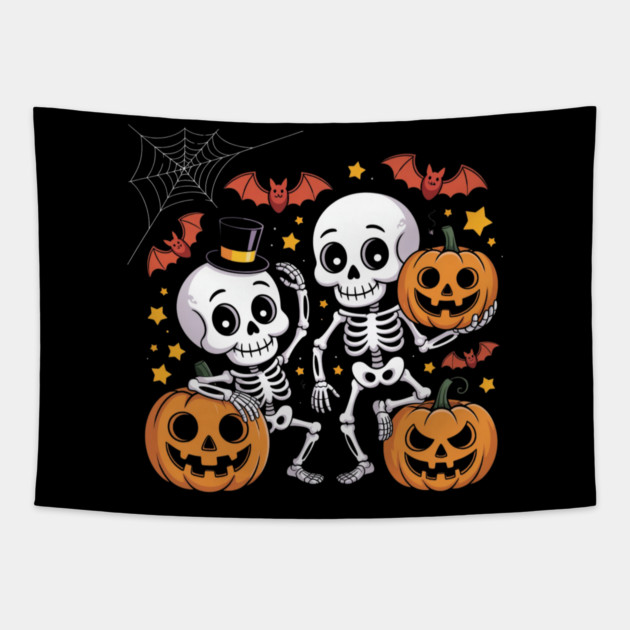 Slightly Subtle Halloween Skeleton Tapestry by Creatifly Graphic Tees