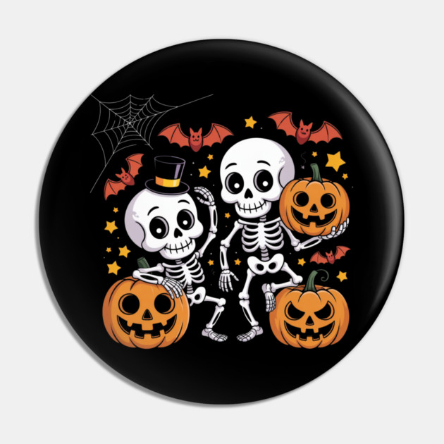 Slightly Subtle Halloween Skeleton Pin by Creatifly Graphic Tees