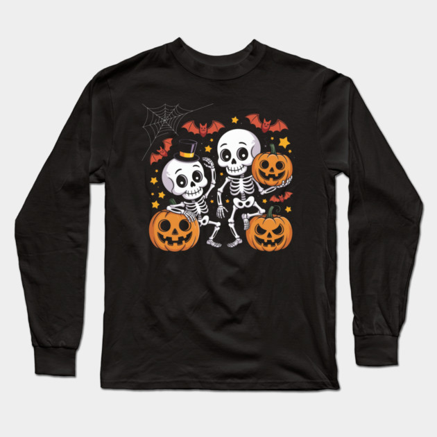 Slightly Subtle Halloween Skeleton Long Sleeve T-Shirt by Creatifly Graphic Tees