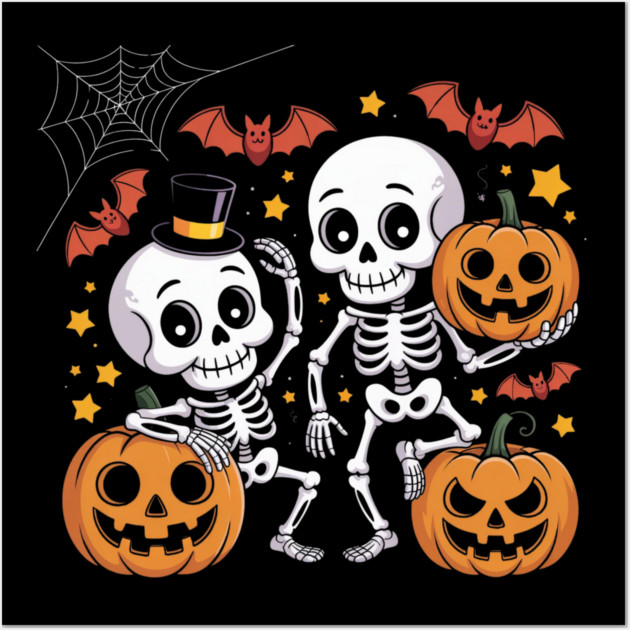 Slightly Subtle Halloween Skeleton Wall Art by Creatifly Graphic Tees