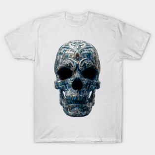 Ornate Blue Skull T-Shirt