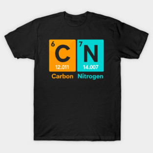 Carbon Nitrogen 67 Meme Funny Teacher Science Periodic Table Retro T-Shirt