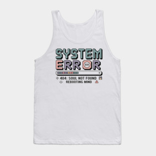 System Error T-Shirt – Retro Y2K Glitch Typography, Transparent Vector Print Tank Top