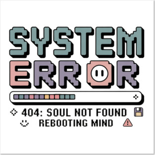 System Error T-Shirt – Retro Y2K Glitch Typography, Transparent Vector Print Posters and Art