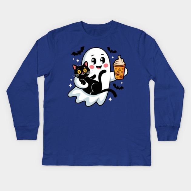 Halloween-Cat Kids Long Sleeve T-Shirt by Creatifly Graphic Tees