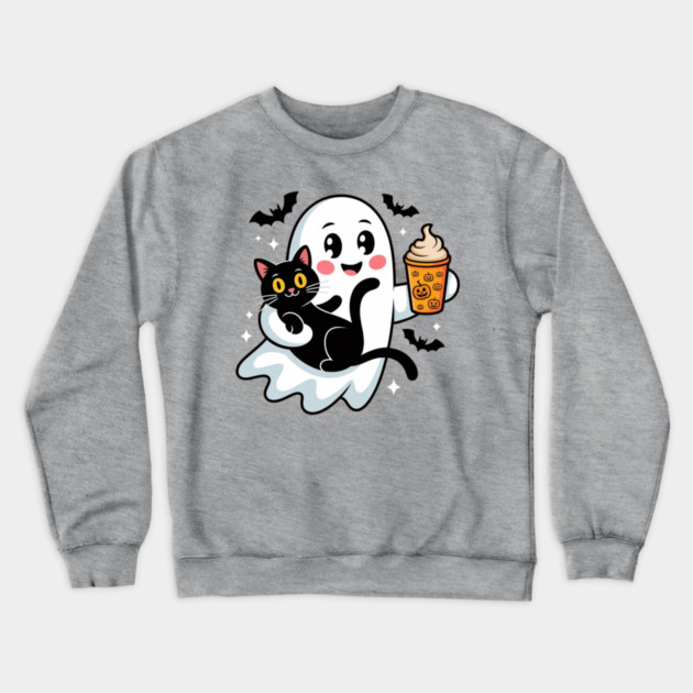 Halloween-Cat Crewneck Sweatshirt by Creatifly Graphic Tees