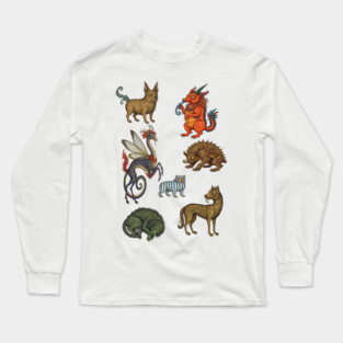 Ugly Medieval Dogs. Funny look at dogs from mythic ancient medieval times. Long Sleeve T-Shirt