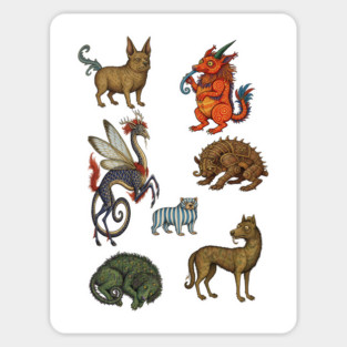 Ugly Medieval Dogs. Funny look at dogs from mythic ancient medieval times. Sticker