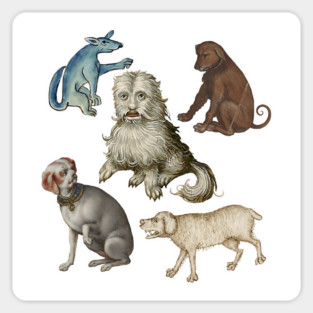 Ugly Medieval Dogs. Dogs from genuine ancient paintings and medieval artwork. Sticker