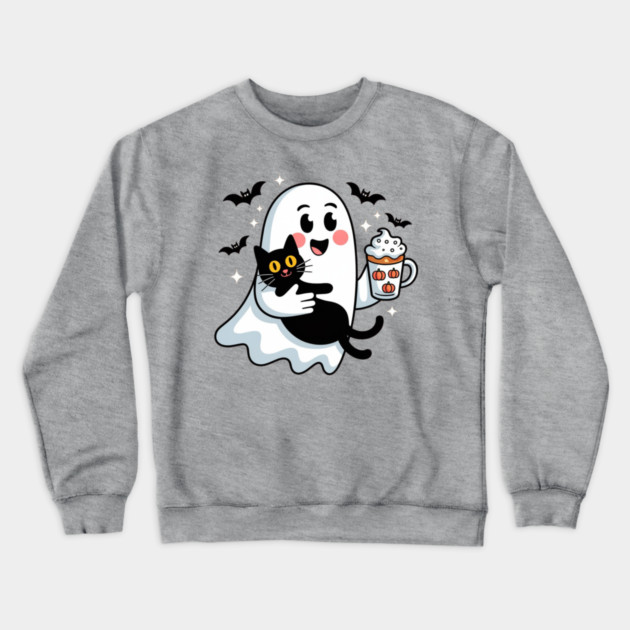 Halloween-Cat Crewneck Sweatshirt by Creatifly Graphic Tees