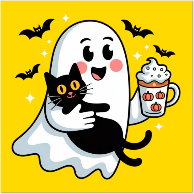 Halloween-Cat Wall Art by Creatifly Graphic Tees