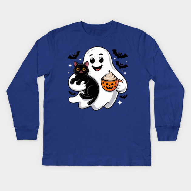 Halloween-Cat Kids Long Sleeve T-Shirt by Creatifly Graphic Tees