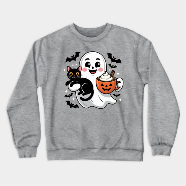 Halloween-Cat Crewneck Sweatshirt by Creatifly Graphic Tees