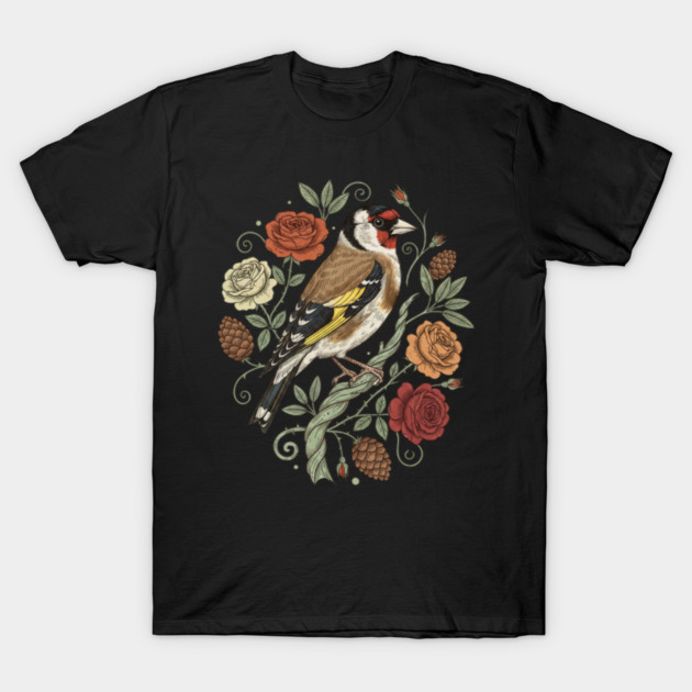 Botanical European Goldfinch T-Shirt by BirdsnStuff