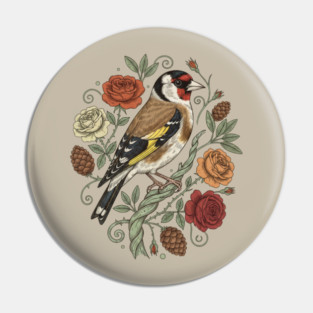 Botanical European Goldfinch Pin