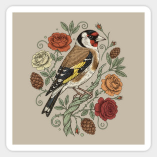Botanical European Goldfinch Magnet