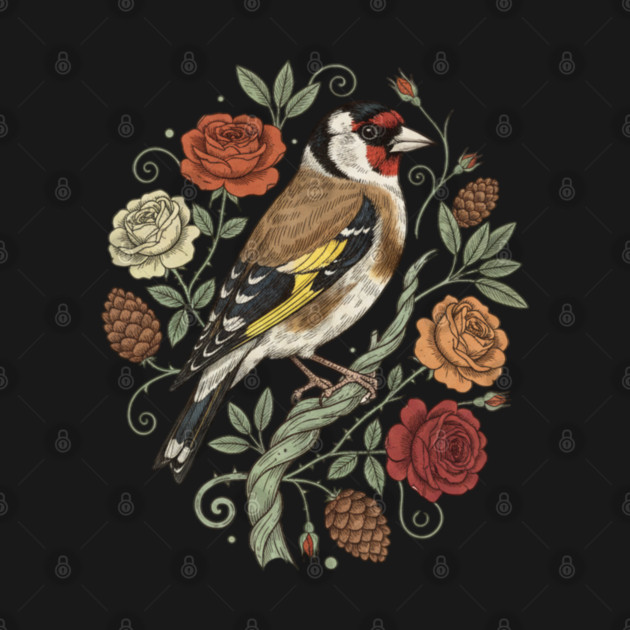 Botanical European Goldfinch by BirdsnStuff